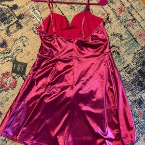 Pink Satin Skater Dress